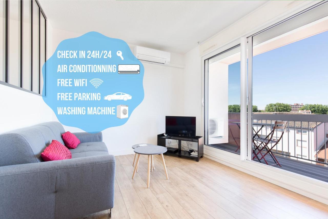 Appartement Cosy Tout Confort - Climatisation, Balcon, Wifi - Proche Airbus, Purpan, Aeroport, Stade Ernest Wallon Toulouse Exterior foto